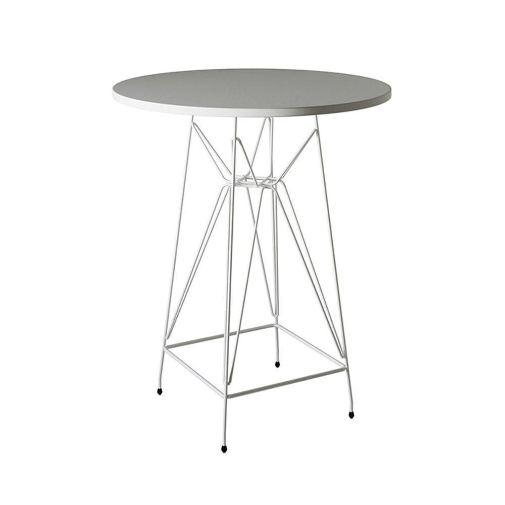 Mesa Bistrô Alta Eames Eiffel 60Cm Branca Base Ferro Branco - 1