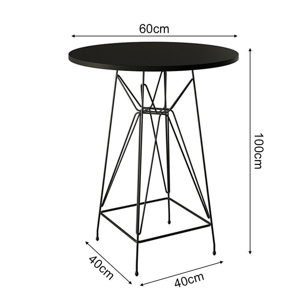 Mesa Bistrô Alta Eames Eiffel 60Cm Preta Base Ferro Preto - 2