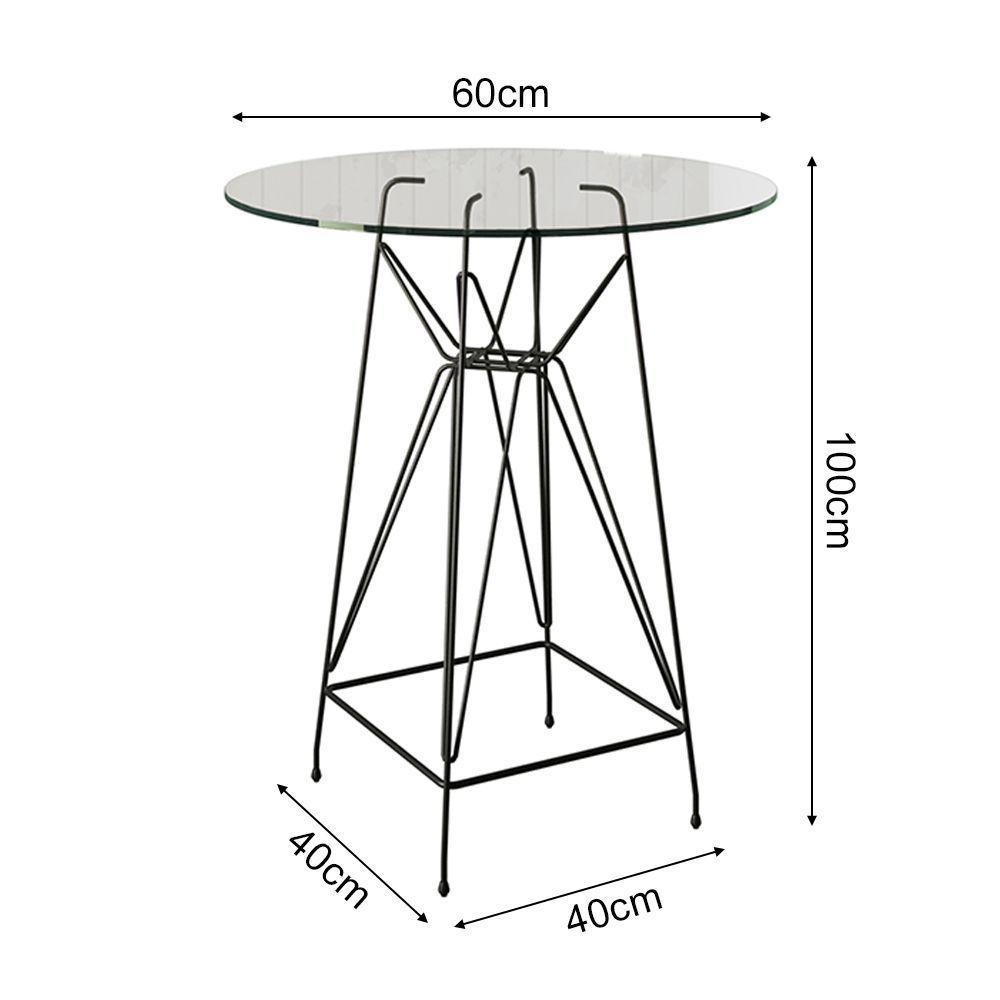 Mesa Bistrô Alta Eames Eiffel Vidro 60Cm Base Ferro Preto - 2