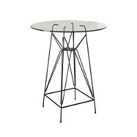 Mesa Bistrô Alta Eames Eiffel Vidro 60Cm Base Ferro Preto - 1