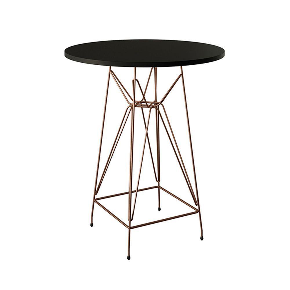 Mesa Bistrô Alta Eames Eiffel 60Cm Preta Base Ferro Cobre - 1