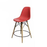 Conjunto Mesa Bistrô Eames Eiffel Vidro Com 3 Banquetas Vermelhas De Madeira - Cor: Marrom - 5