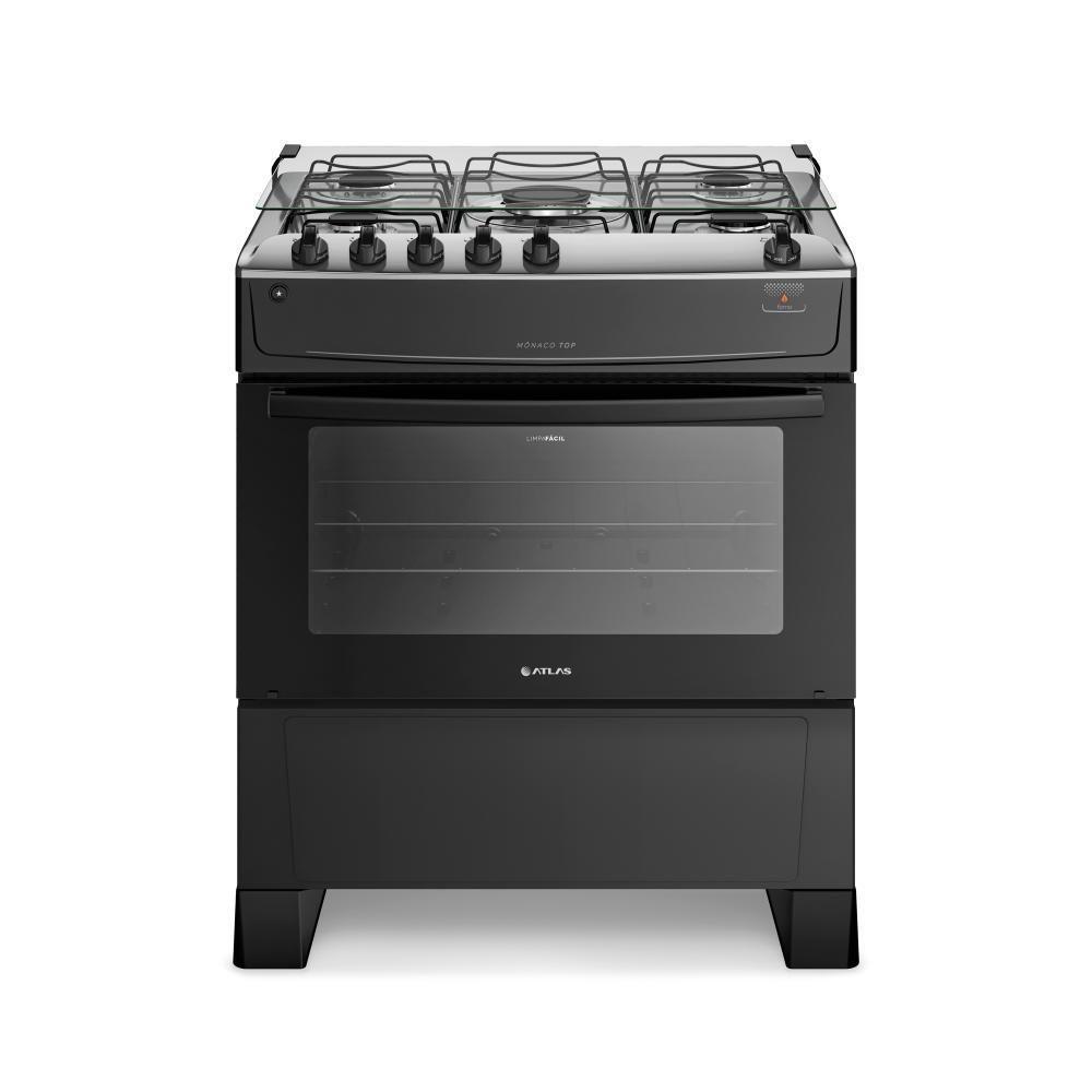 Fogão 5 Bocas Preto Com Mesa Inox Atlas Mônaco Top Bivolt - 4