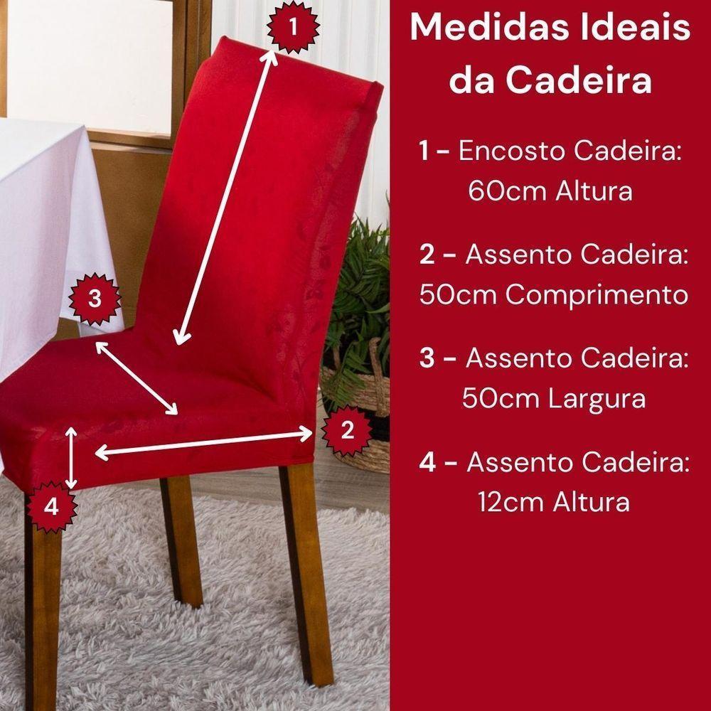 Kit Capas De Cadeira Jantar Lisa Ajustável c/ Elástico 08 pçs - Moderna Para Vermelho - 2