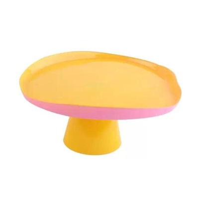 Centro De Mesa Com Pé Em Vidro Milky Amarelo E Rosa Full Fit 21x10cm