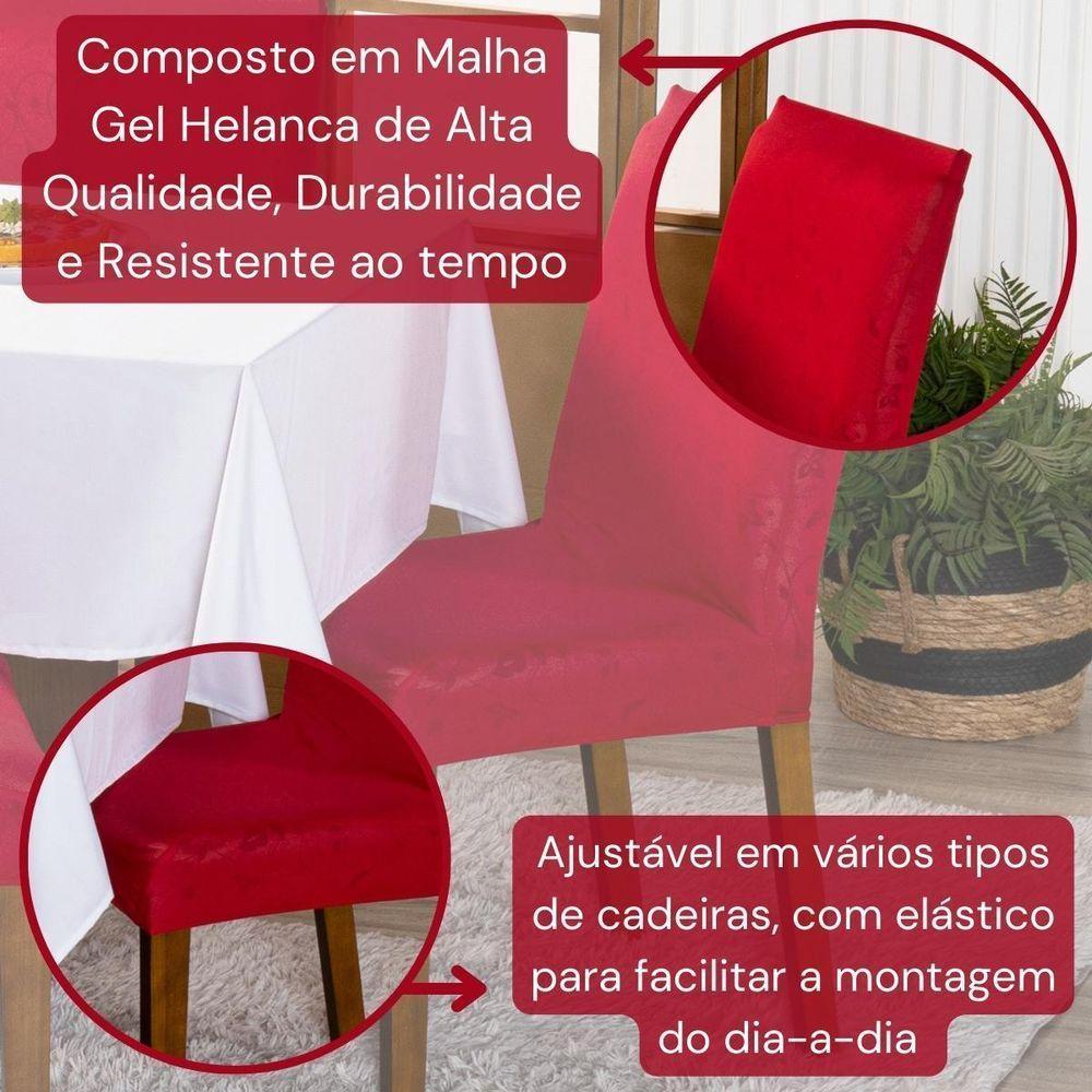 Kit Capas De Cadeira Jantar Lisa Ajustável c/ Elástico 10 pçs - Moderna Para Vermelho - 4