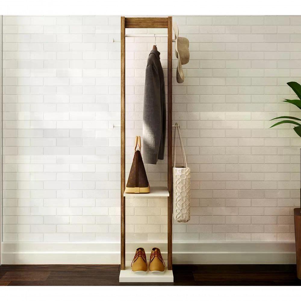 Cabideiro Mancebo De Chão Multiuso Az1019 Branco Nogal Branc - 1