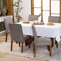 Kit Capas De Cadeira Jantar Lisa Ajustável Com Elástico 10 pçs - Protetora Para Cinza - 3