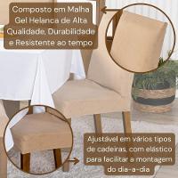 Kit Capas De Cadeira Jantar Lisa Ajustável c/ Elástico 10 pçs - Moderna Para Cozinha Malha Gel Bege - 2