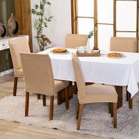 Kit Capas De Cadeira Jantar Lisa Ajustável c/ Elástico 10 pçs - Moderna Para Cozinha Malha Gel Bege