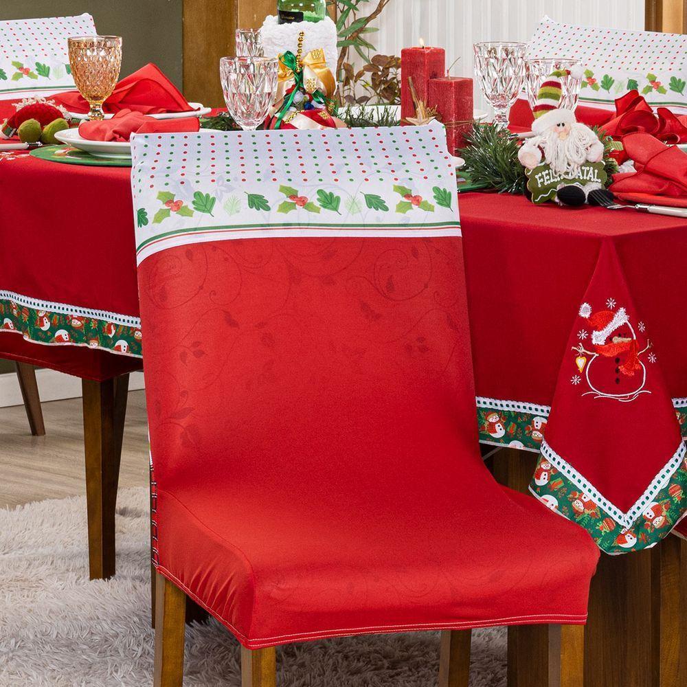 Capa De Cadeira Jantar Avulsa Estampada Natalina Ajustável c/ Elástico - Para Papai Noel - 3