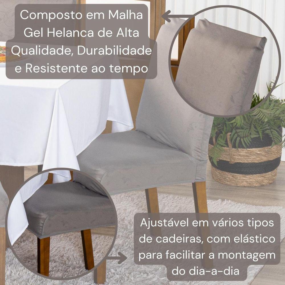 Kit Capas Cadeira Jantar Lisa Ajustável Com Elástico 04 pçs - Protetora Para Cinza - 2