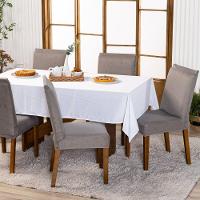 Capa De Cadeira Jantar Avulsa Lisa Ajustável c/ Elástico - Moderna Para Cozinha Malha Gel Cinza - 6