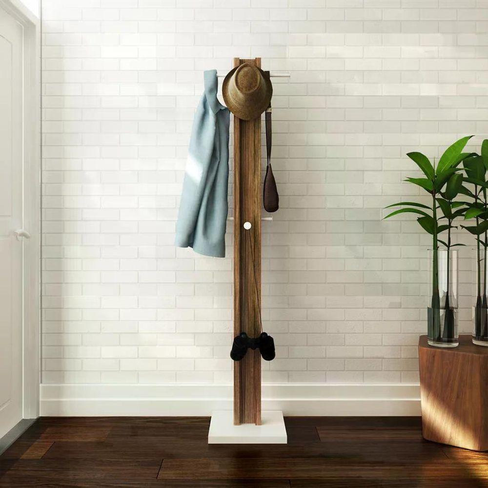 Cabideiro Mancebo De Chão Multiuso Az1018 Branco Nogal Branc - 3