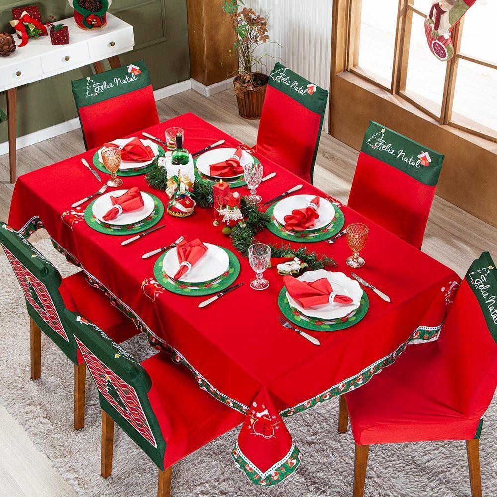 Kit Capas De Cadeira Jantar Estampadas Natalina Ajustável c/ Elástico 04 pçs - árvore De Natal - 5