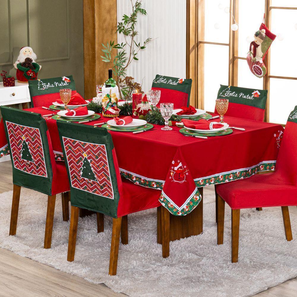 Kit Capas De Cadeira Jantar Estampadas Natalina Ajustável c/ Elástico 04 pçs - árvore De Natal - 6