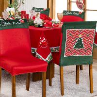 Kit Capas De Cadeira Jantar Estampadas Natalina Ajustável c/ Elástico 04 pçs - árvore De Natal - 1