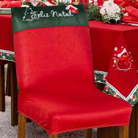 Kit Capas De Cadeira Jantar Estampadas Natalina Ajustável c/ Elástico 04 pçs - árvore De Natal - 5