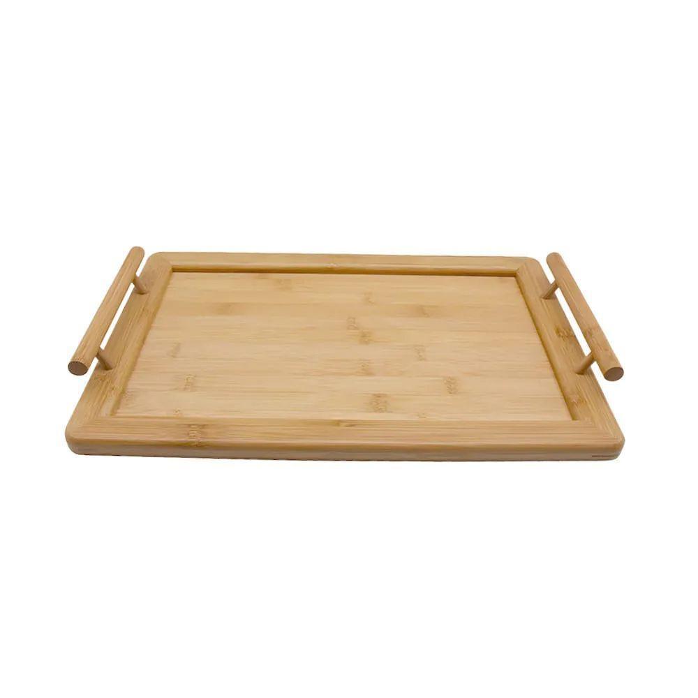 Bandeja De Bambu Oikos Com Alça 35cm Retangular - 1