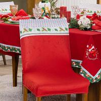 Kit De Capas De Cadeira Jantar Estampadas Natalina Ajustável c/ Elástico 04 pçs - Boneco De Neve - 3
