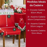 Kit De Capas De Cadeira Jantar Estampadas Natalina Ajustável c/ Elástico 04 pçs - Boneco De Neve - 4