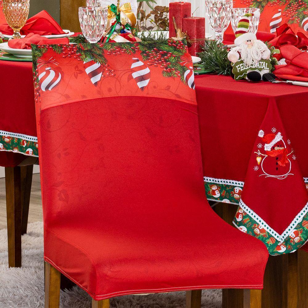 Kit De Capas De Cadeira Jantar Estampadas Natalina Ajustável c/ Elástico 04 pçs - Sinos - 2