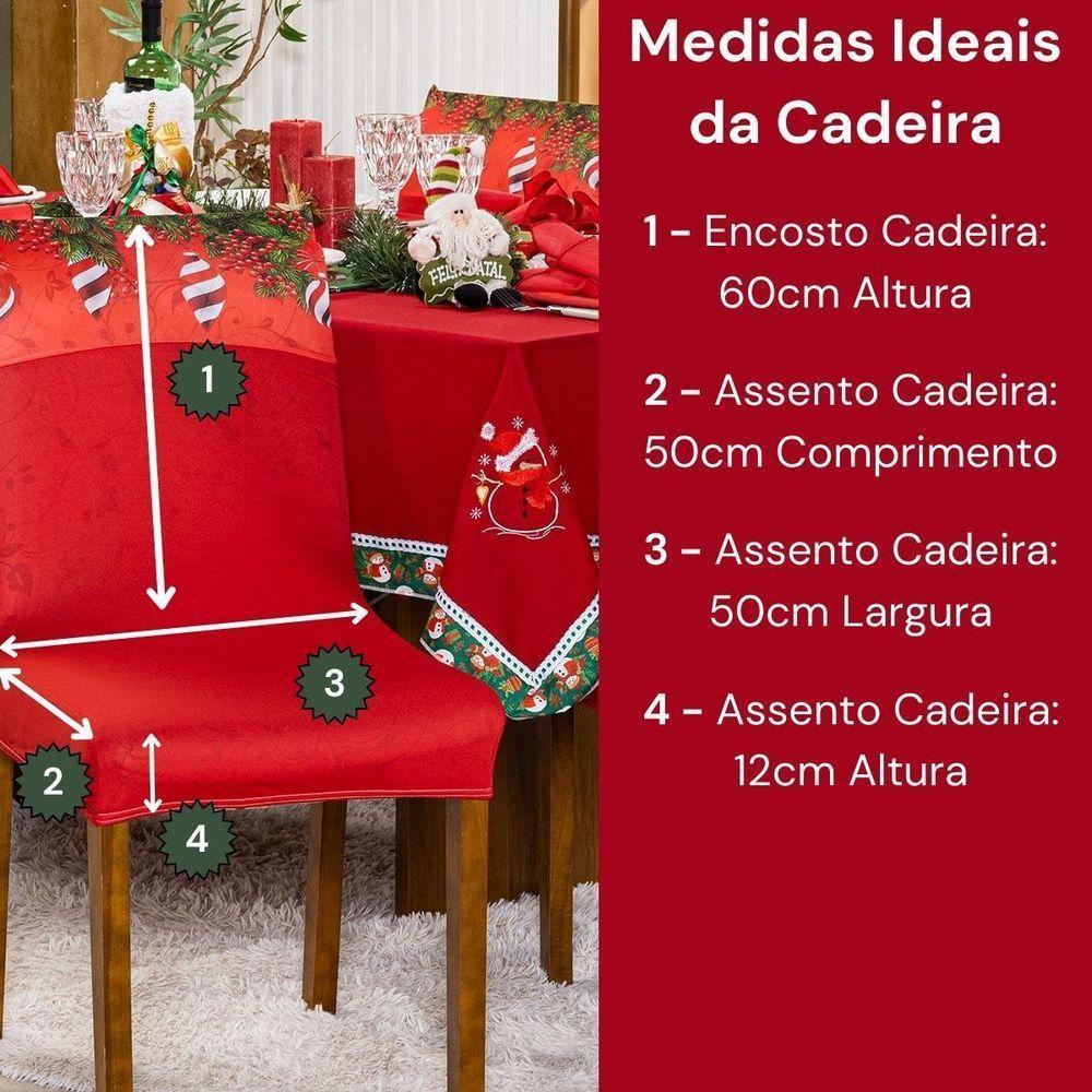 Kit De Capas De Cadeira Jantar Estampadas Natalina Ajustável c/ Elástico 04 pçs - Sinos - 3