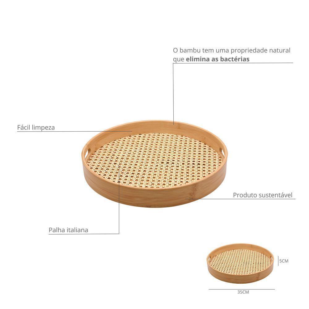 Bandeja De Bambu Oikos Com Palha 35cm Redonda - 2