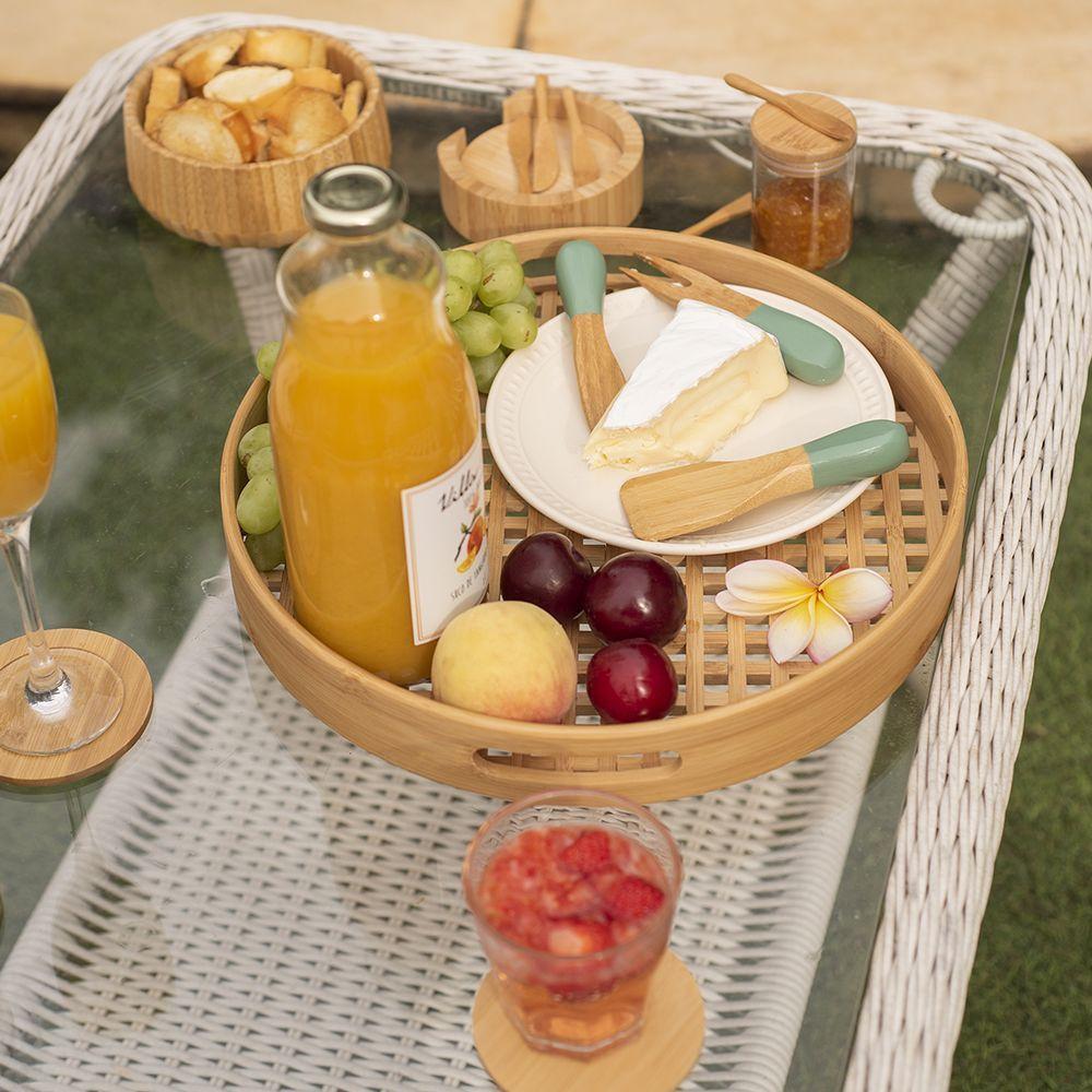 Bandeja De Bambu Oikos Com Palha 35cm Redonda - 3