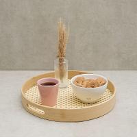 Bandeja De Bambu Oikos Com Palha 35cm Redonda