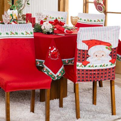 Kit Capas De Cadeira Jantar Estampadas Natalina Ajustável c/ Elástico 04 pçs - Papai Noel