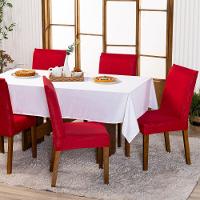 Kit Capas De Cadeira Jantar Lisa Ajustável c/ Elástico 04 pçs - Moderna Para Vermelho - 1