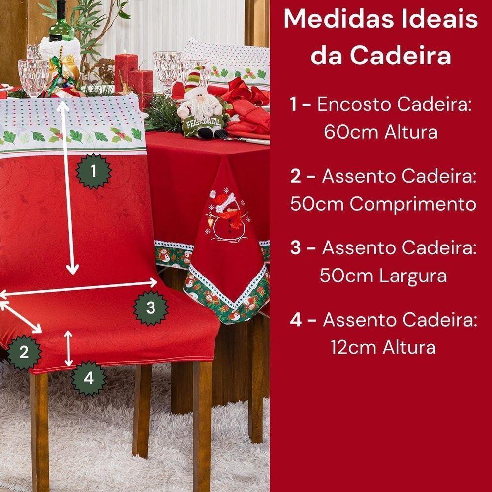 Capa De Cadeira Jantar Avulsa Estampada Natalina Ajustável c/ Elástico - Para Boneco De Neve - 2