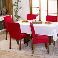 Kit Capas De Cadeira Jantar Lisa Ajustável c/ Elástico 06 pçs - Moderna Para Vermelho