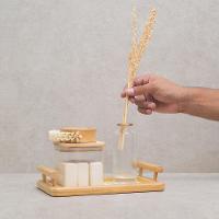 Bandeja De Bambu E Palha Oikos Com Alça 25cm Retangular