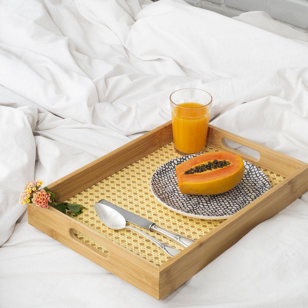 Bandeja De Bambu Oikos Com Palha 48cm Retangular - 2