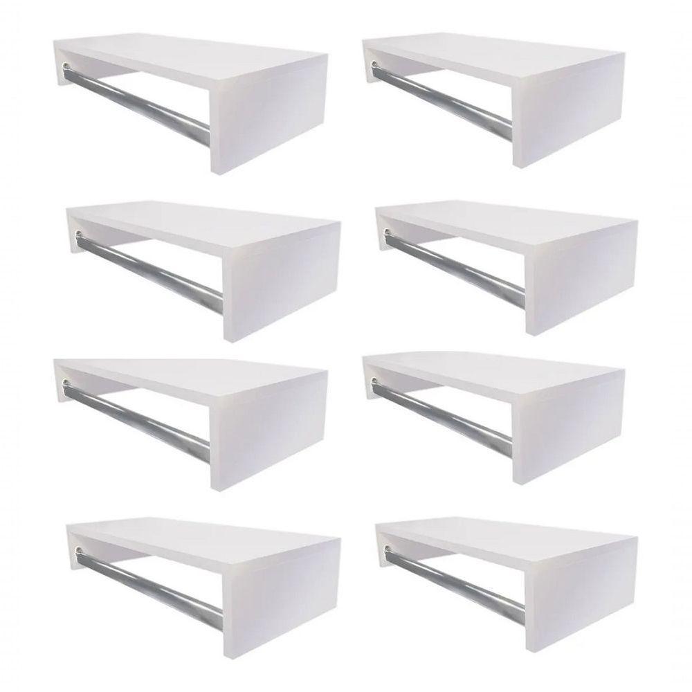 Kit 8 Cabideiros De Parede Branco - 1