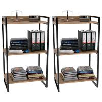 Kit 2 Estantes C/3 Prateleiras Escritório 14x60Cm Carvalho - 1