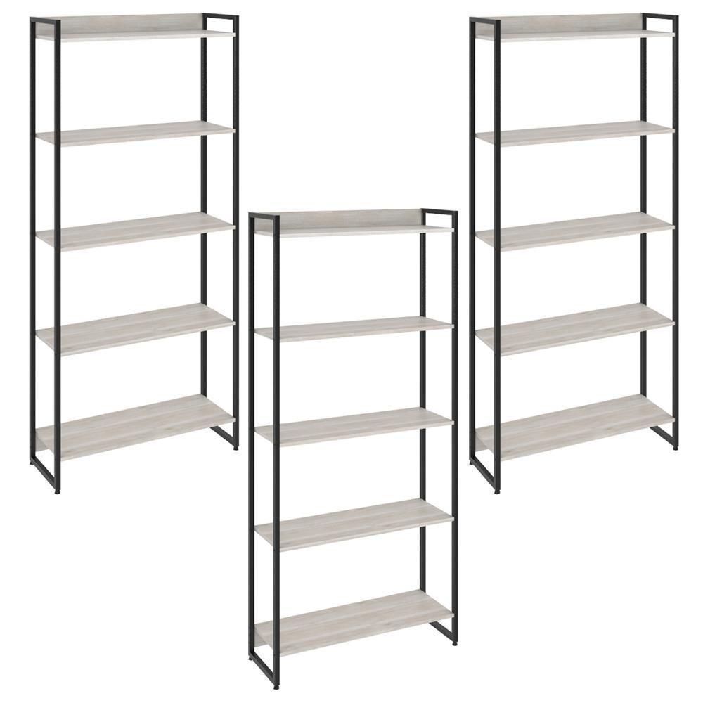 Kit 3 Estantes Escritório 5 Prateleiras 186x80cm Snow - 1