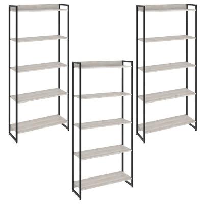 Kit 3 Estantes Escritório 5 Prateleiras 186x80cm Snow