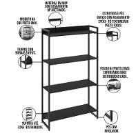Kit 2 Estantes Escritório 4 Prateleiras 145x80cm Onix - 7