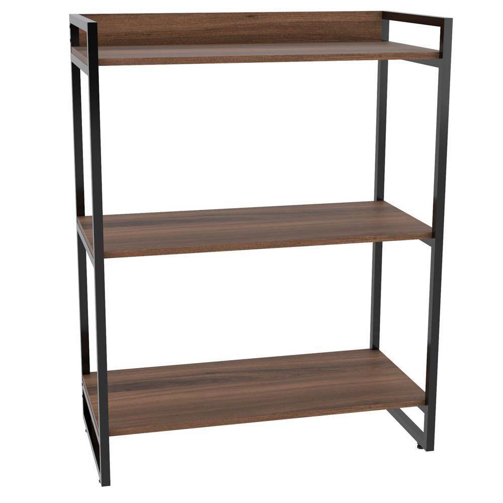 Kit 2 Estantes Com 3 Prateleiras Escritório 104x80 Cm Nogal - 2