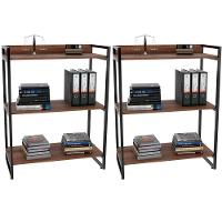 Kit 2 Estantes Com 3 Prateleiras Escritório 104x80 Cm Nogal