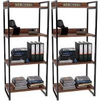 Kit 2 Estantes Com 4 Prateleiras Escritório 146x60 Cm Nogal - 1