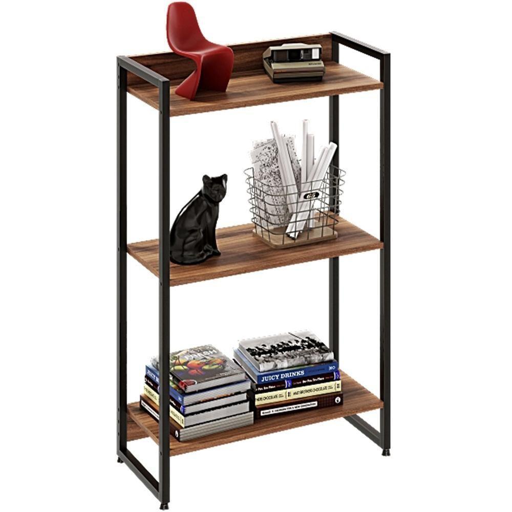 Kit 2 Estantes Escritório 3 Prateleiras 104x60cm Nogal - 5