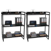 Kit 2 Estantes Com 3 Prateleiras Escritório C114x80cm Preto - 1