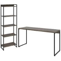 Kit Estante 5 Prateleiras Com Mesa 150Cm Carvalho Dark - 1