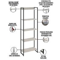 Kit Escritório Estante 5 Prateleiras Com Mesa 120Cm Snow - 5