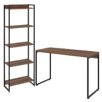 Kit Escritório Estante 5 Prateleiras Com Mesa 120Cm Nogal - 1