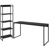 Kit Escritório Estante 5 Prateleiras Com Mesa 150Cm Onix - 1